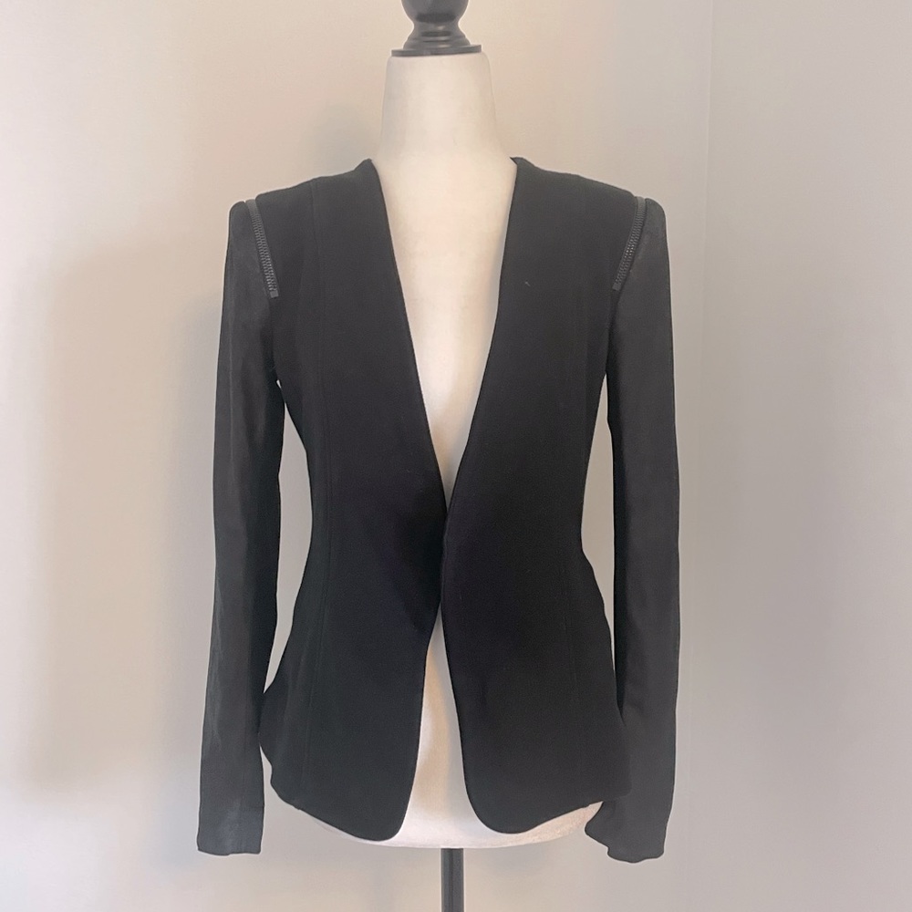 Theory blazer with leather sleeve